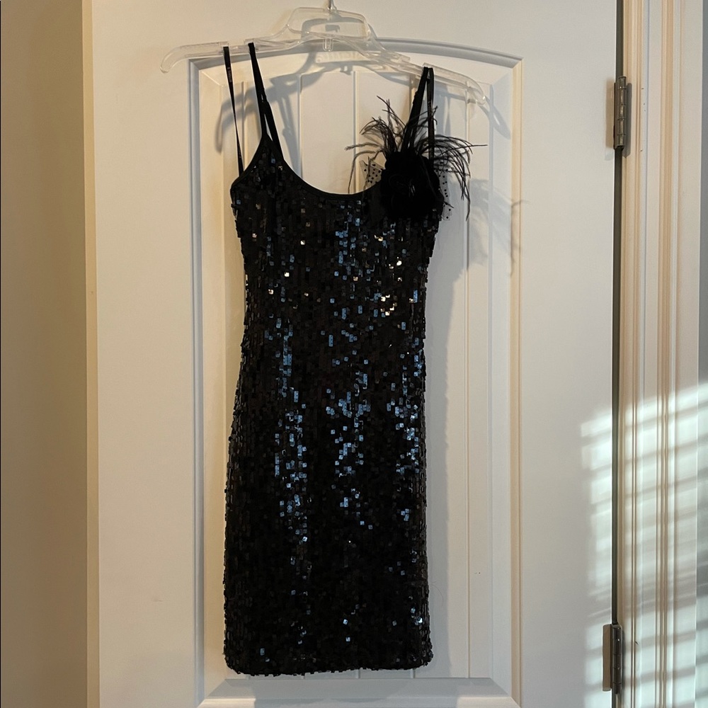 Black sequin cocktail dress